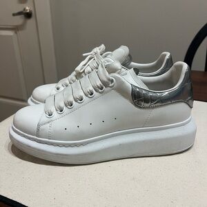 Alexander McQueen White and Silver Sneakers